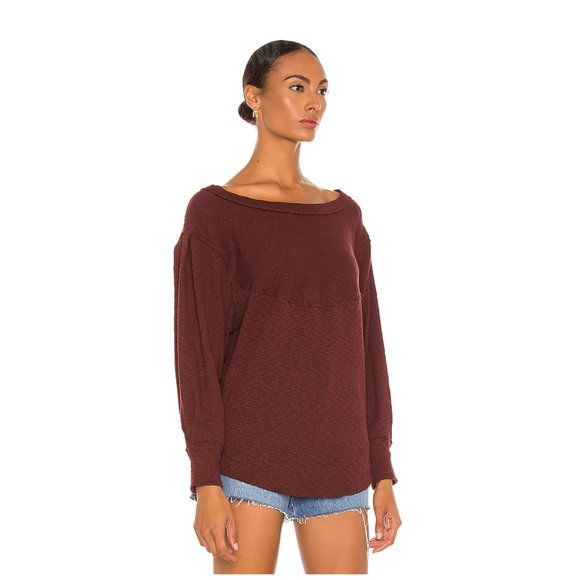 Revolve Free People OG Burgundy Thermal Sweater Pullover - Picture 2 of 3